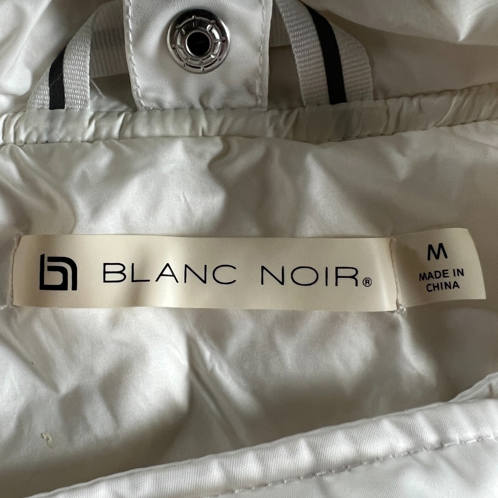 Blanc Noir Puffer Vest Womens Medium White Softshell Quilted Down Asymmetric Zip - Picture 7 of 15